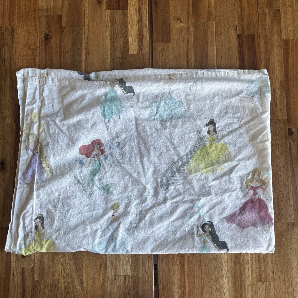 Pottery Barn Kids Disney Princess Pillowcase TODDLER Belle Jasmin Ariel Organic